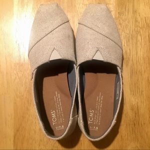 Glittery natural burlap Toms